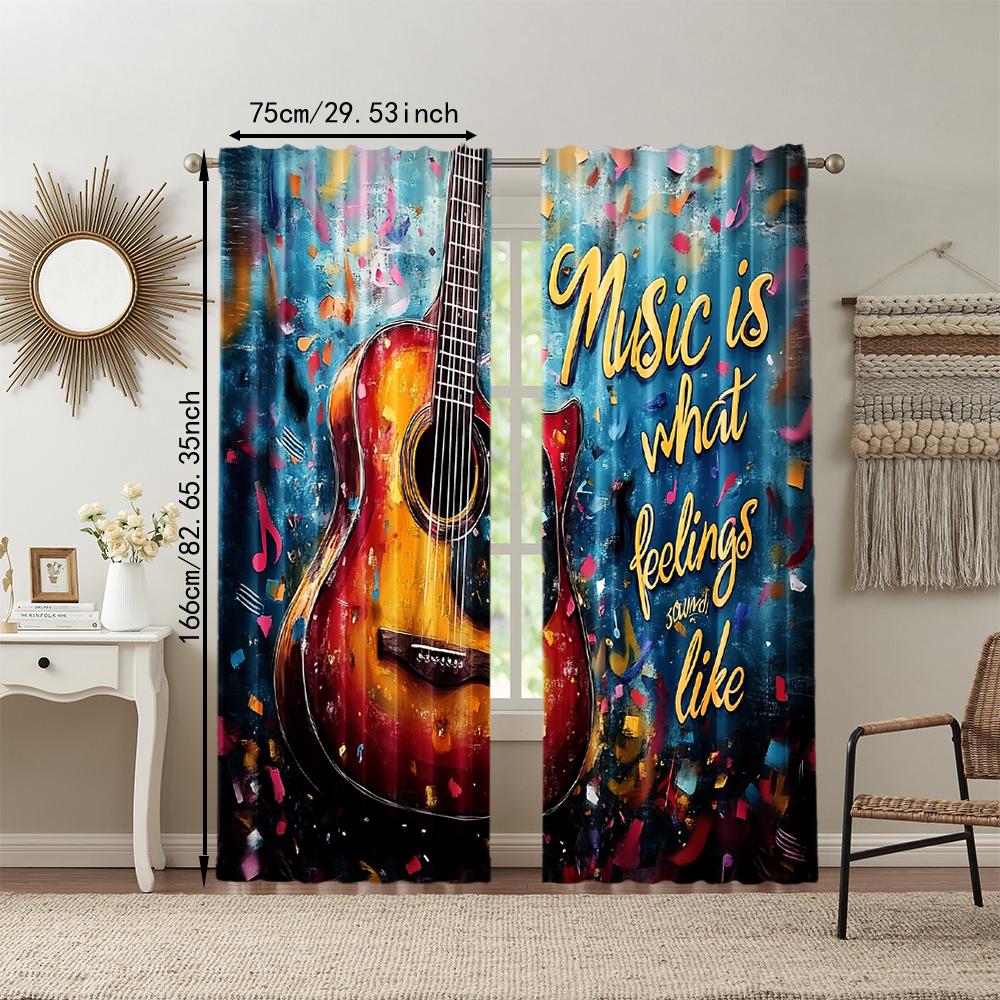 Set Of 2 Versatile Polyester Transparent Curtains Home Decoration Italian Music Festival Use Bedrooms Living Rooms Curtain Perfect For Area