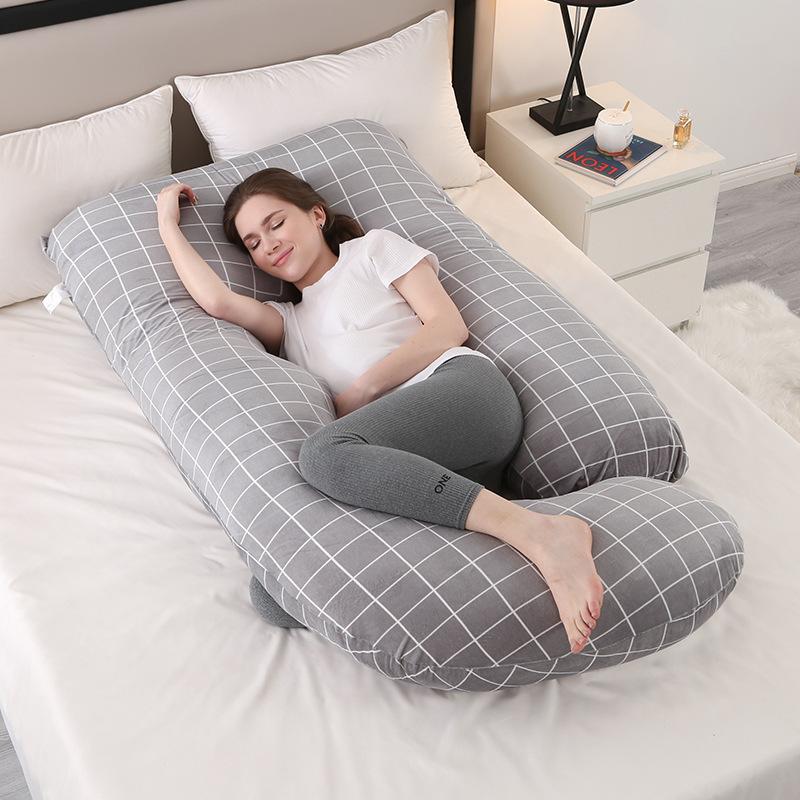 Crystal Velvet J-shaped Pregnancy Pillow Nursing Pillow Pregnant Woman Belly Support Pillow Side Sleeping Pillow Waist Pillow