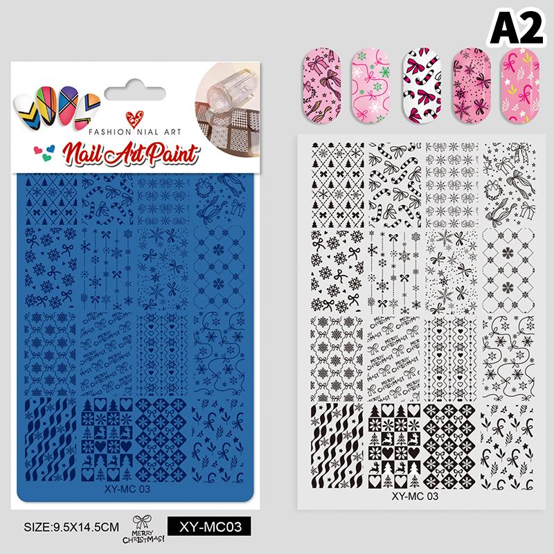 Nail Stamping Christmas Style Design Printed Steel Plate Cartoon Bow Milu Deer Pattern Nails Stencils Diy Manicure Tools