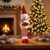 Retractable Long Leg Snowman Dolls Christmas Plush with Extendable Legs, Sequins Hat Holding Star Festive Party Supplies Doll, Standing Legs