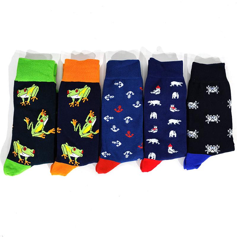 5 Pairs/Pack Men Funny Socks Casual Hip Hop Creative Cartoon Novelty Calcetines Hombre Street