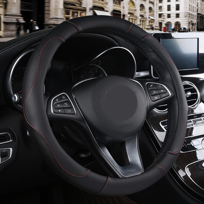 

1Pc Pu Carbon Fiber Leather Car Steering Wheel Cover Without Inner Ring Suitable For 14.5-15 Inches Of Automotive Supplies
