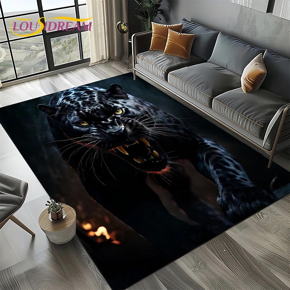 Fierce Tiger Lion Leopard Beast Animal Wildlife Cartoon Carpet Rug for Living Room Bedroom Sofa Decoration,Non-slip Floor Mat