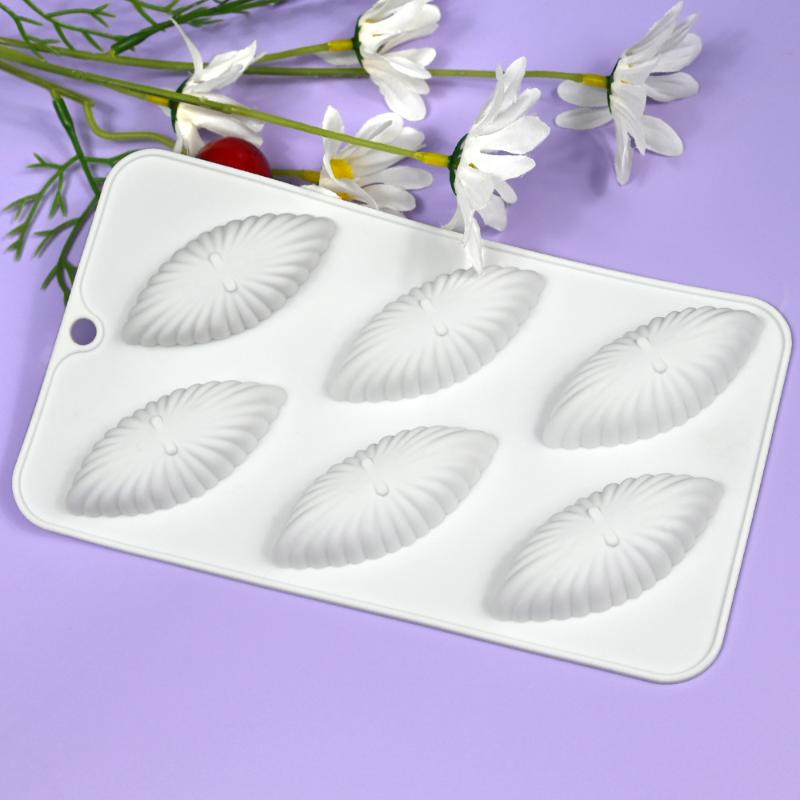 6 Cells 3D Shell Design Pudding Mousse Cake Moulds Madeleine Dessert Chocolate Silicone Mold Cake Decorating Tools