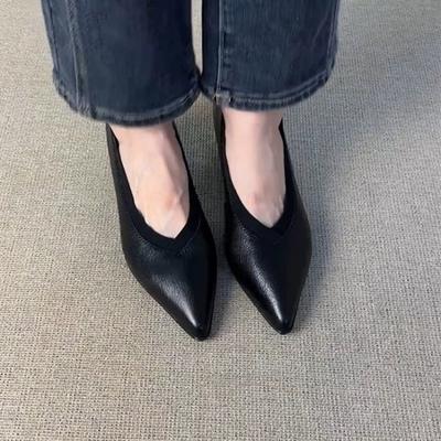 Retro Mouth Thin Heel Single Shoes Women's Spring and Autumn New Pointed Temperament Professional Versatile Small Heel High Heels