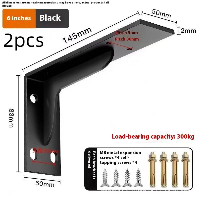 1/2Pcs Black/White/Silver Stainless Steel Corner Code Triangle Bracket Load-Bearing Bracket Wall Fixed Corner Storage Rack