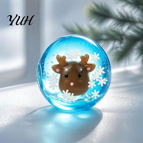 Squeeze Ball Sensory Toy Christmas Clear Stress Toy, Anxiety Relief with Santa Reindeer Desktop Fidget Toys Tree Snowflake Figure, Soft Party