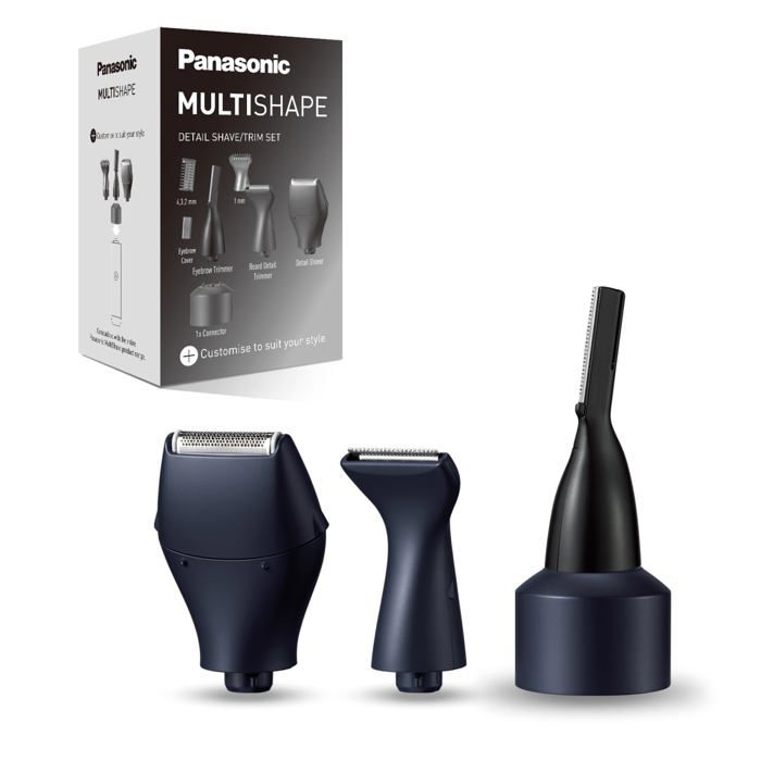 Panasonic ER-CDT1-A301 MULTISHAPE Système Modulaire, Têtes Rasage/Tonte, Tondeuse Sourcils & Barbe, Rasoir Détail, Noir