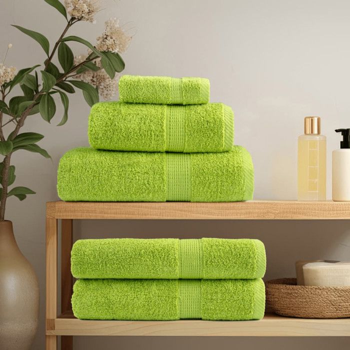VidaXL Serviettes de toilette Premium SOLUND 2 pièces Vert pomme 30 x 30 cm 600 g/m² 137491
