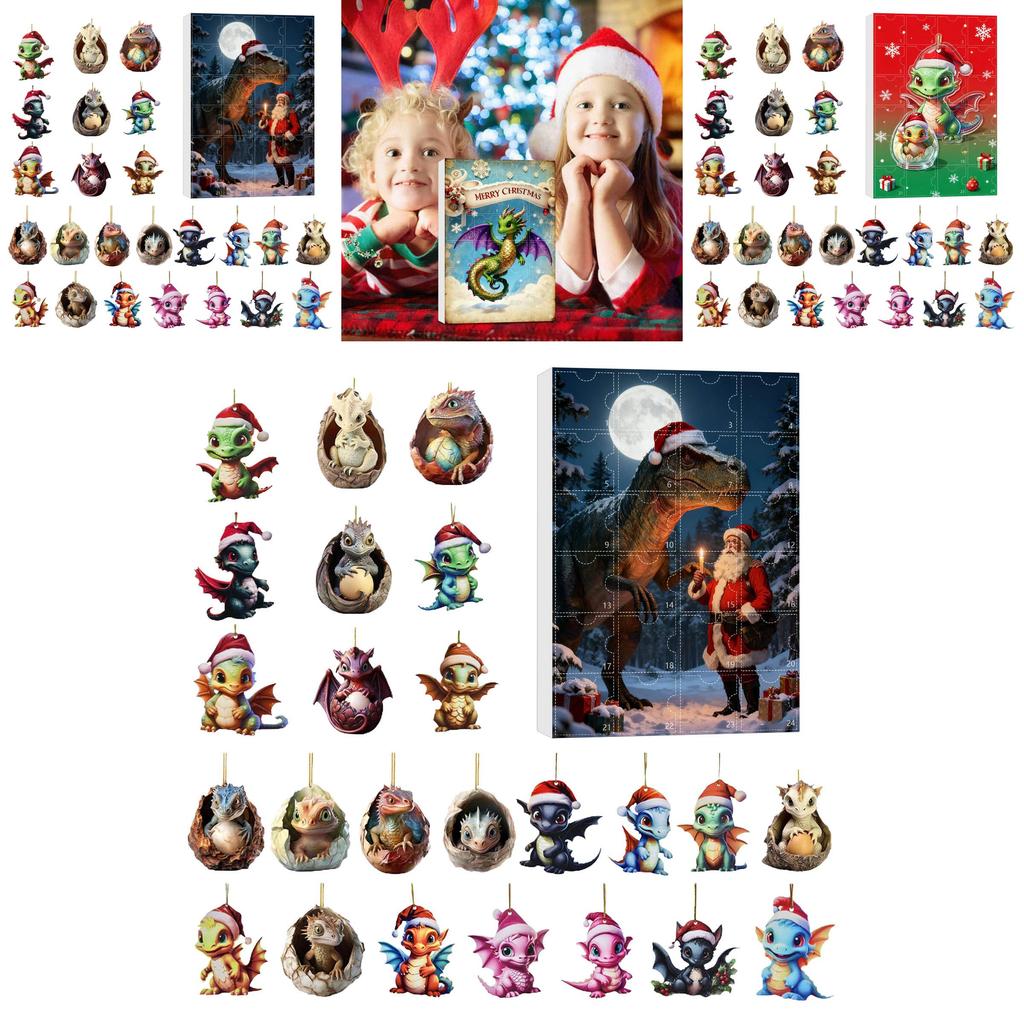Christmas Countdown Calendar Blind Box With Cute Dragon Mini Decor For Holiday Party Gifts