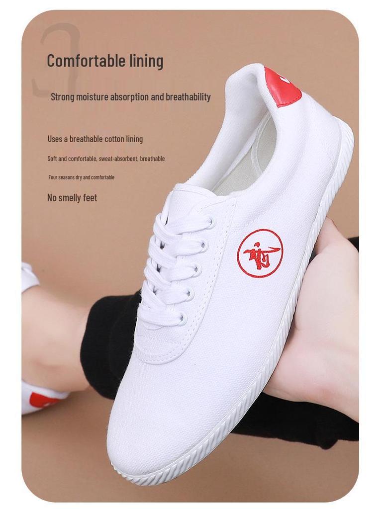 Lutai Breathable Canvas Wushu Training Shoes - Wear-resistant, Soft Sole Tai Chi Track Sneakers