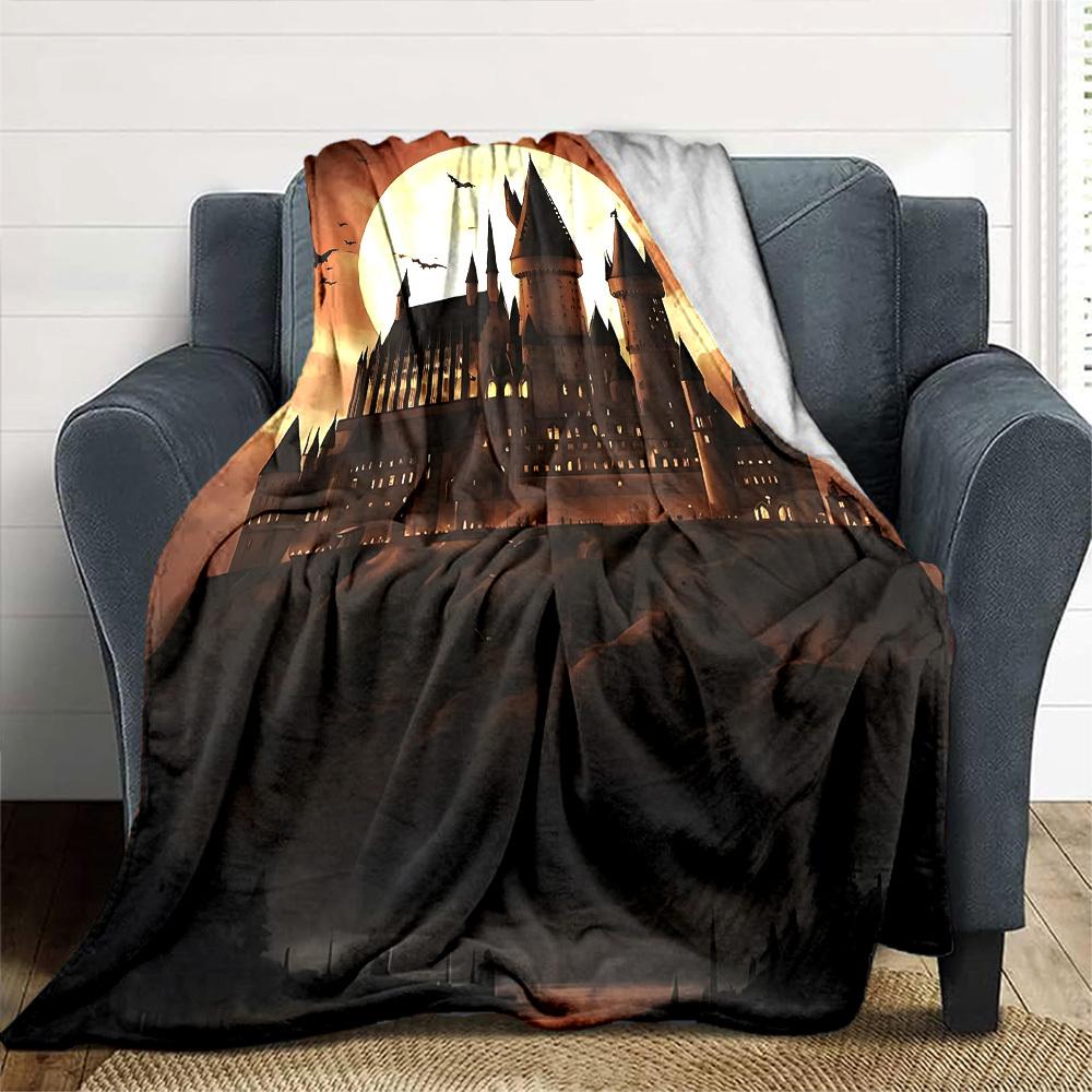 1pc castle moon Flannel Blanket Soft Warm Throw for Home, Office, Travel, All Season Cozy Bedding Gift, Office