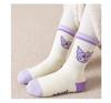 Kuromi Girls' Thick Winter Cotton Socks - Plus Velvet, Warm Terry for Autumn & Winter