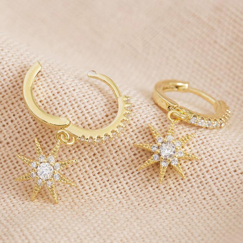 Star Earrings For Women, Trendy And Elegant Sun Jewelry, Zircon-Inlaid Exquisite Jewelry.