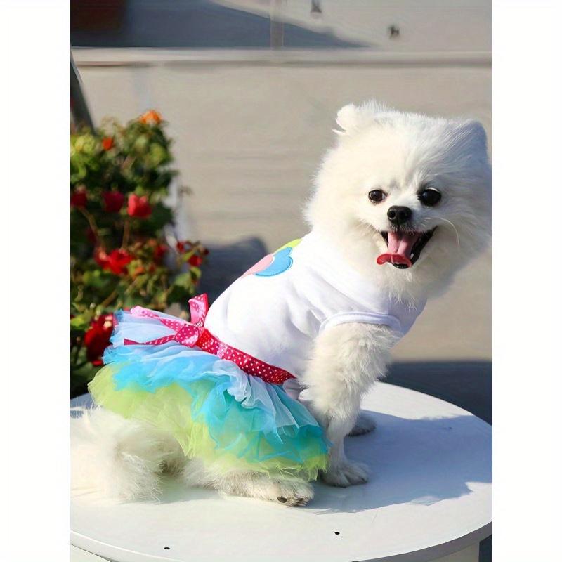 Cute Ballet Tutu Skirt Dress Suitable For Small To Medium Dogs - Heart & Lip Print, Soft Polyester Pet Clothing, Perfect For Parties & Special