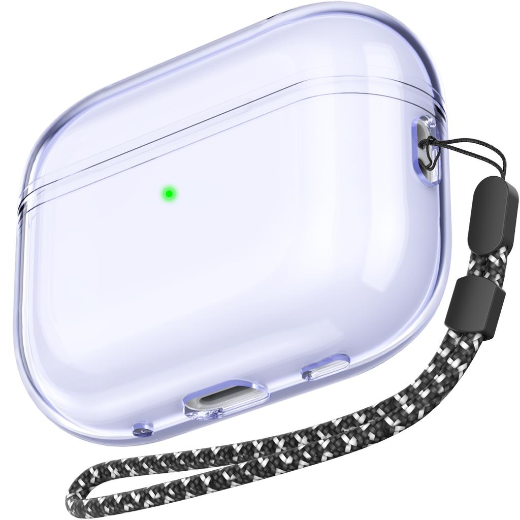 Hingeless Design1.2mm Front LED Visible Sleeve Materia Transparent Cover TPU Case for AirPods Pro 2