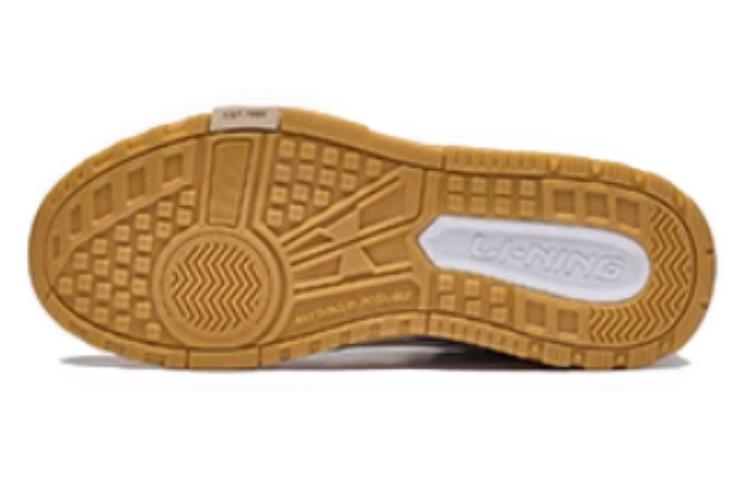 Li Ning Wave MID Cushioning, Wear Resistant Low top Skateboard Shoes Men's Beige White Blue AGCT223-4