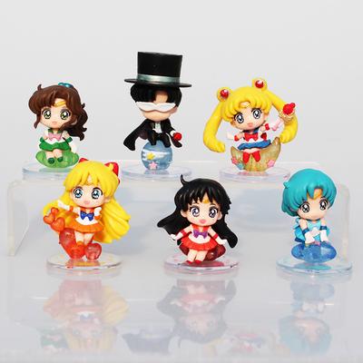 6 teile/los Sailor Moon Tsukino Usagi Smoking Maske Sailor Venus Merkur Mars Jupiter PVC Figuren Spielzeug