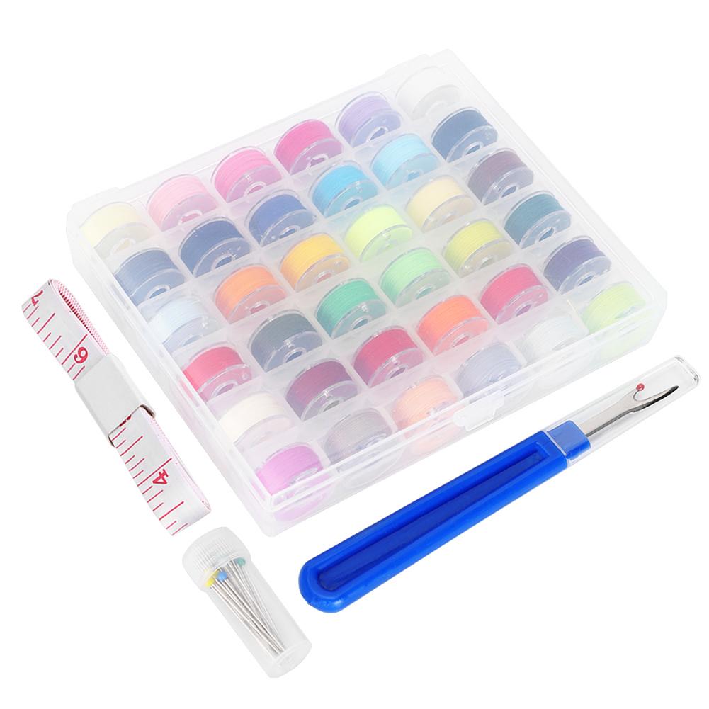 Bobbin with Thread Transparent Spool Sewing Embroidery Machine Accessories 36 Color Set