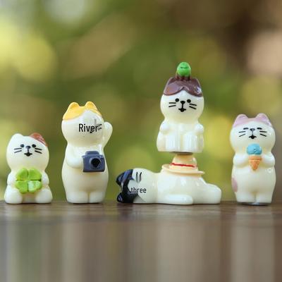 Figurine en Résine Chaton Style Japonais: Kit de Décoration Micro Paysage DIY