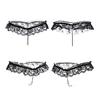Women Lace Solid G-string Pearls Inside Color Faux Wear Female Hollow Out See