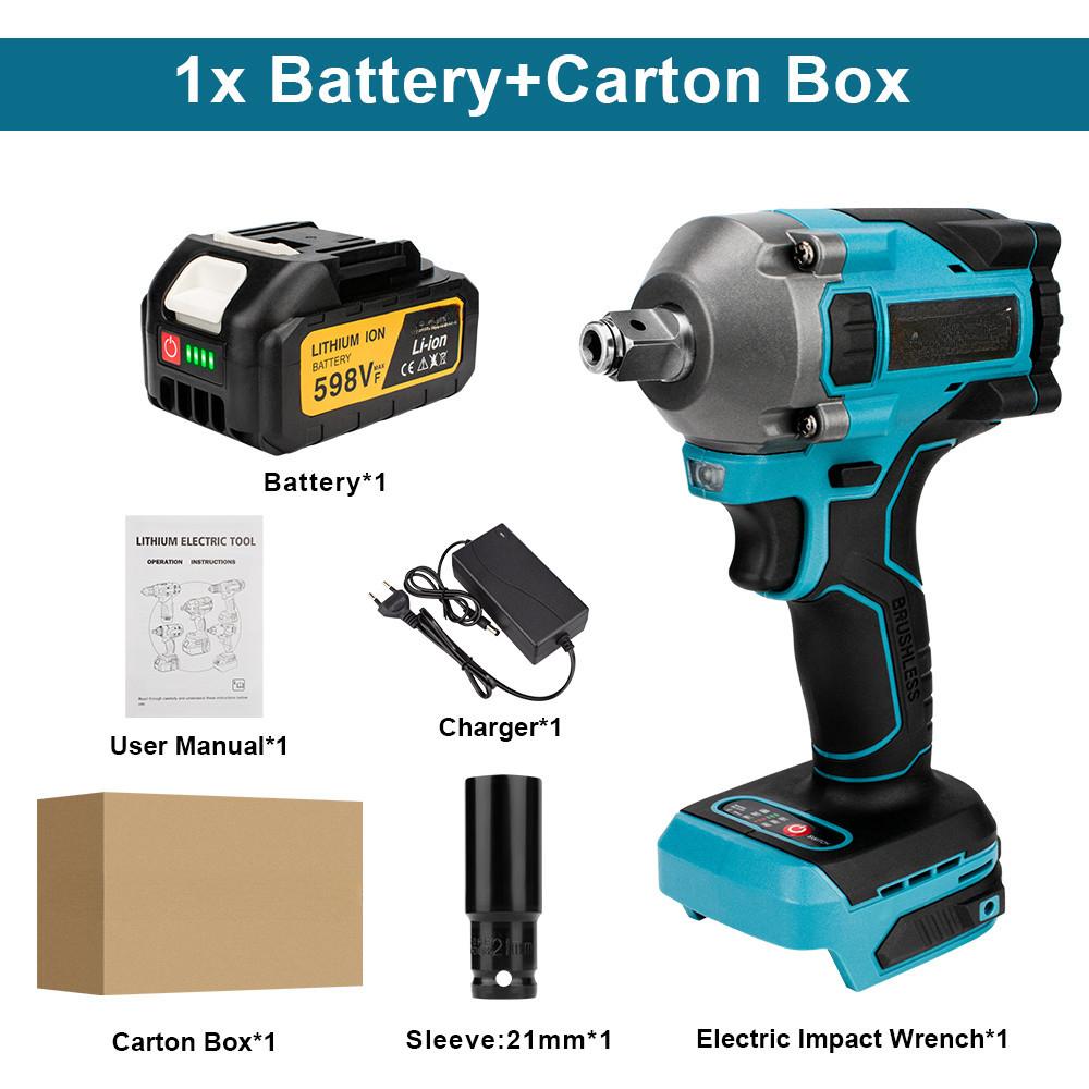 

Бесщеточный электрический ударный гайковерт Аккумуляторный портативный электрический гайковерт 1/2 дюйма Отвертка Головка Электроинструменты