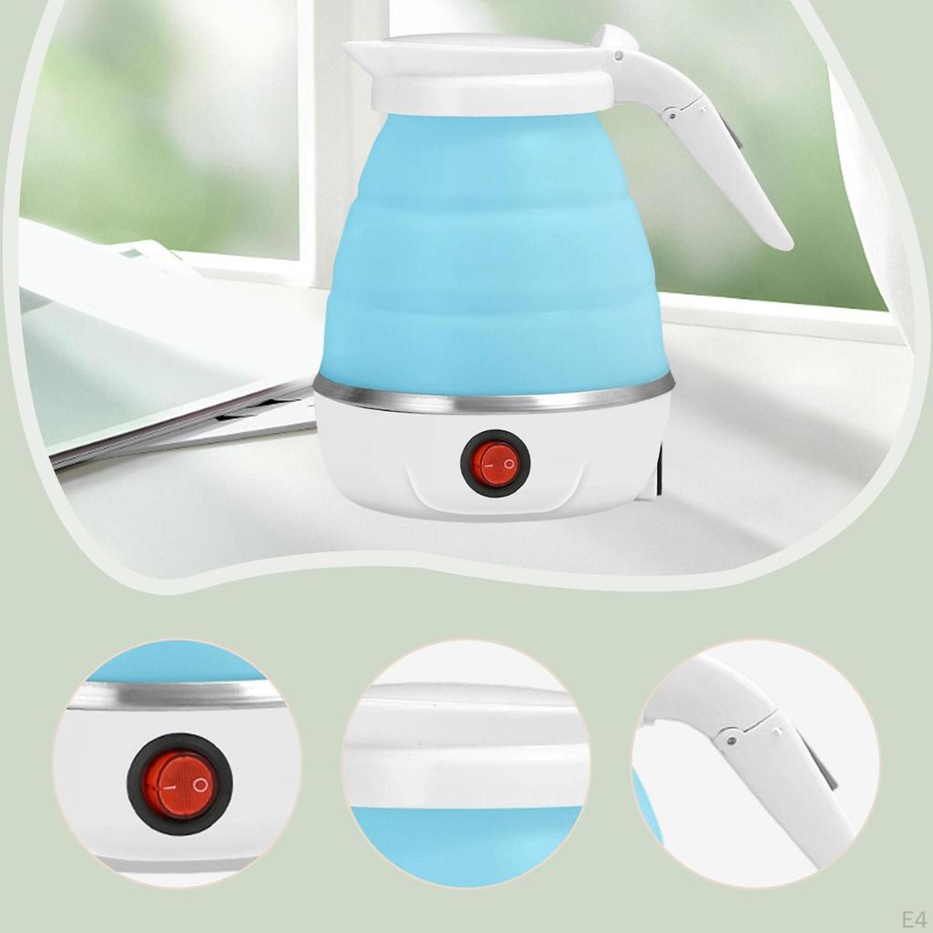 Foldable Electric Kettle Compact Water Boiling for Travel Hotels Offices White