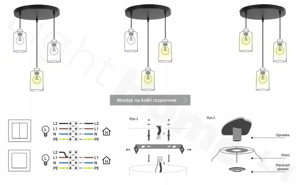 MODERN ELEGANT HANGING LAMP GLASS SHADE