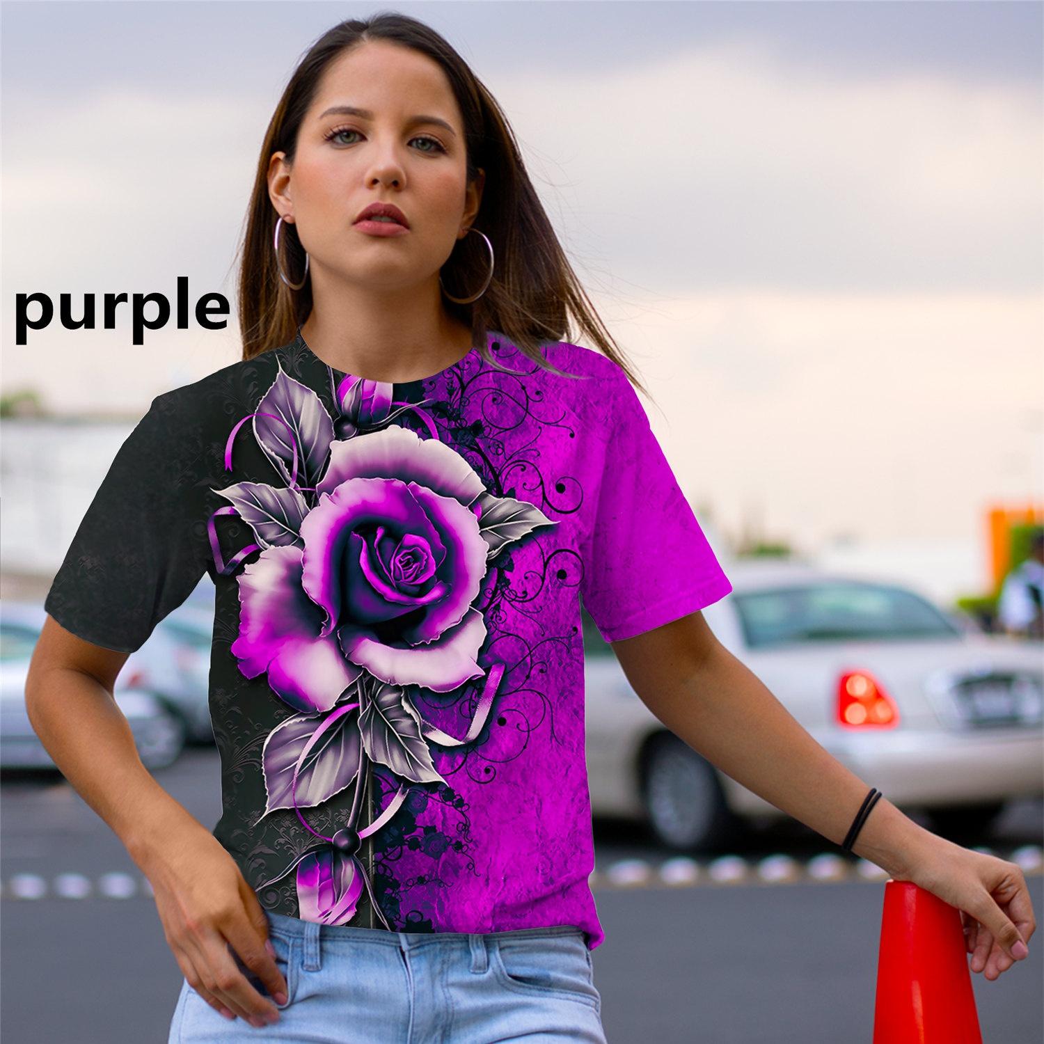 

Новейшая модная женская футболка с цветочным принтом и коротким рукавом, с круглым вырезом, свободная, мягкая и удобная футболка XS-5XL 8XL