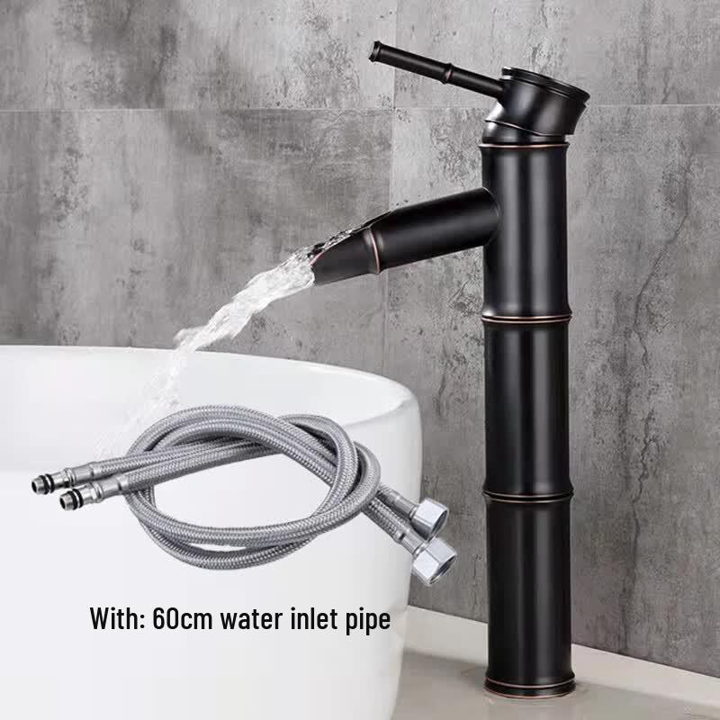 Handun European Antique Tall Black Bamboo Basin Faucet