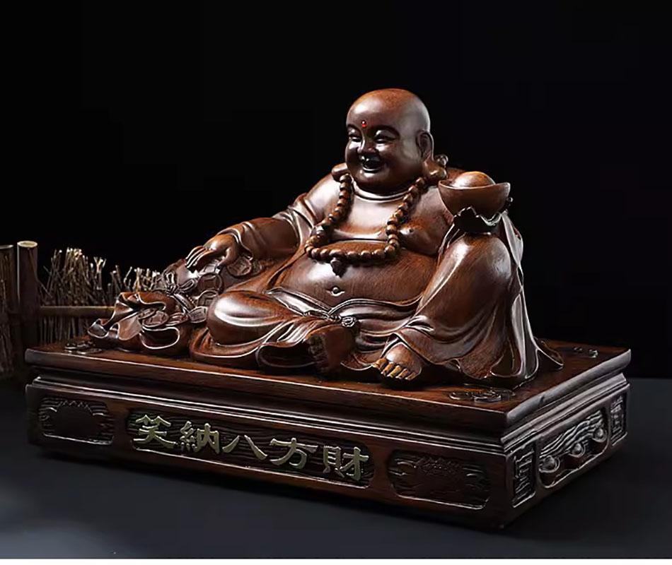 Resin Maitreya Figure Statue, Chinese Ruyi Blessed Buddha, Home, Living Room, Room, Office, Art Deco