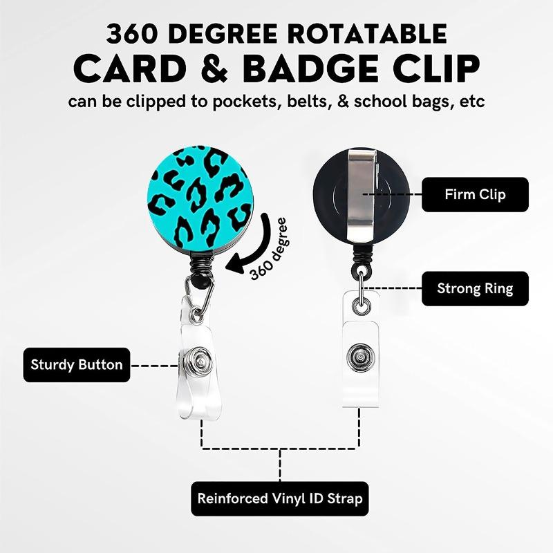 1PCS Classic Leopard Fashion Women Card Holder Cover Colorful Retractable Badge Reel Nurse Doctor Exhibition ID Card Clips Badge