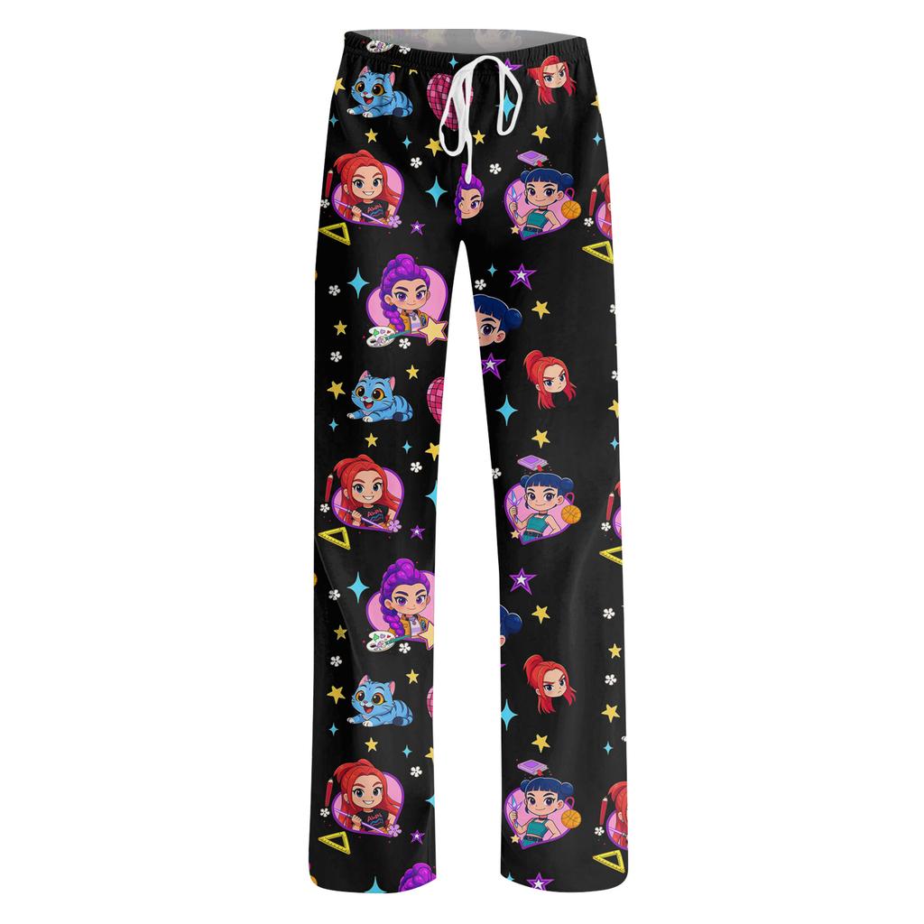Womens Pajama Pants Sleepwear Casual Drawstring Elastic Waist Pants Comfy Straight Yoga Loose Trousers