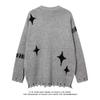 Dark Themed Ripped Round Neck Street Hip-hop Couple Knit Sweater Retro Explosive Street Unisex
