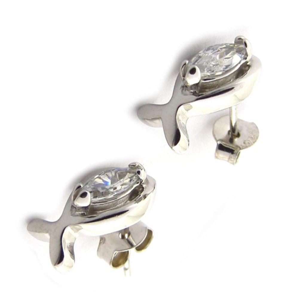 Les Trésors De Lily [G1950] - White 'Câlin' Silver Earrings