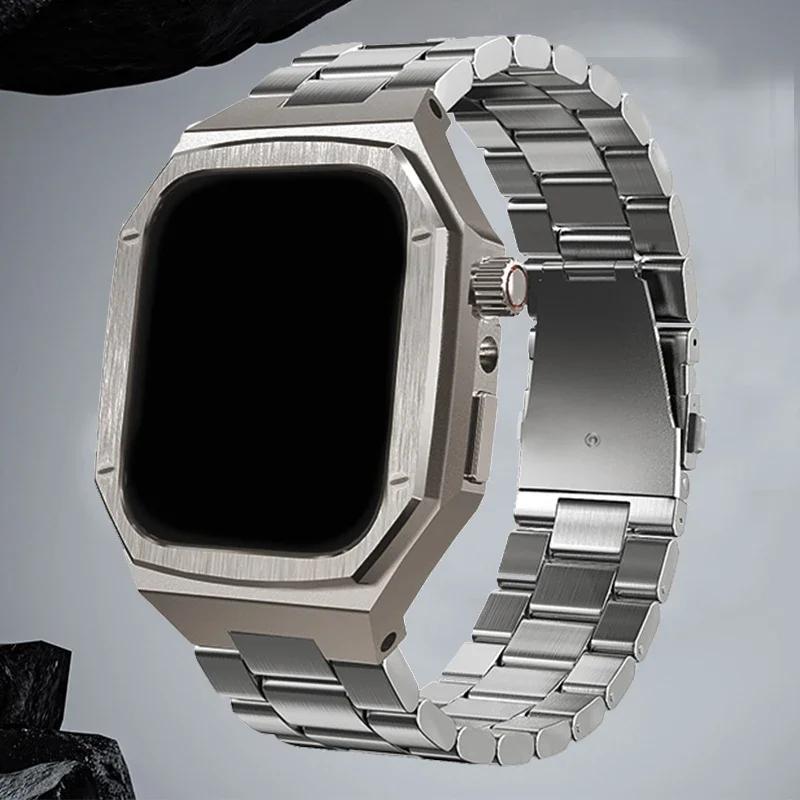 

НОВЫЙ 2025 Ремешок из нержавеющей стали+Корпус для Apple Watch Apple Watch Series 10 42мм 46 Чехол IWatch Series 10 Комплект для роскошной модификации For iwatch 10 42mm
