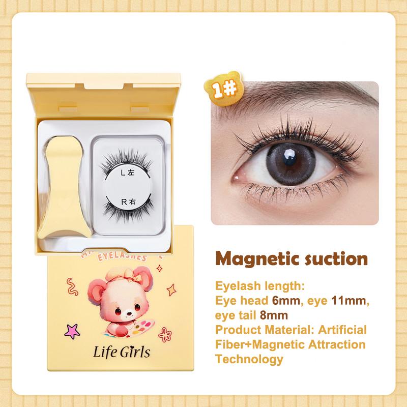 Magnetic Eyelashes Set 1 Pair Reusable No Glue Needed False Eyelashes With Magnetic Tweezers Curly Faux Lashes Makeup Tool