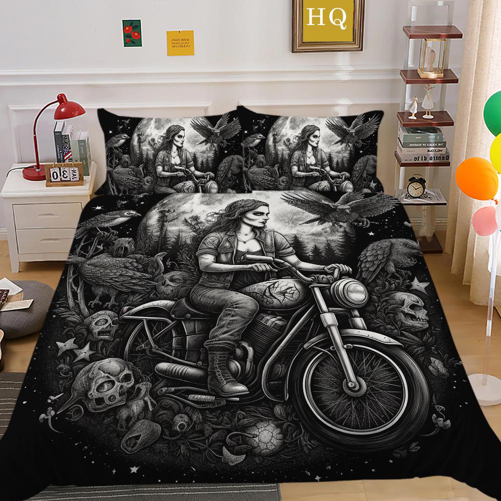 3D Beauty Skull Druck Bettwäsche Full Size Polyester Teenager Design Mode Hohe Qualität Heim Bettwäsche