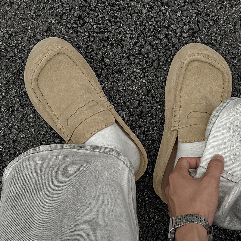 Platform Casual Retro Slippers Men's and Women's One-pedal Loafers Versatile Classic Boken Shoes 92286 yellow-J