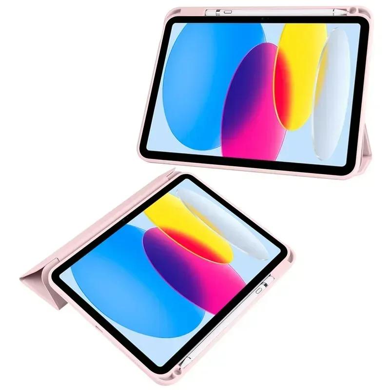 For iPad 10th Gen Case with Pen Holder Trifold Acrylic Clear Back Hard Cover For iPad 10.2 9.7 Air 5 11 iPad 10 9 11th A16 Case