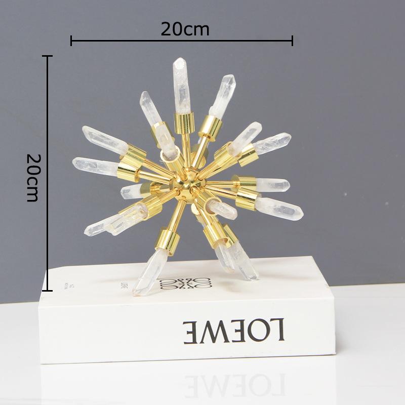 Creative Crystal Sea Urchin Sculpture Abstract Artwork Metal Ornaments Desk Decoration Crystal Flower Ball Statue Modern Decor