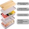 Japanese Bamboo Double-Layer Insulated Lunch Box with Large Capacity and Microwave Safe Plastic Compartments