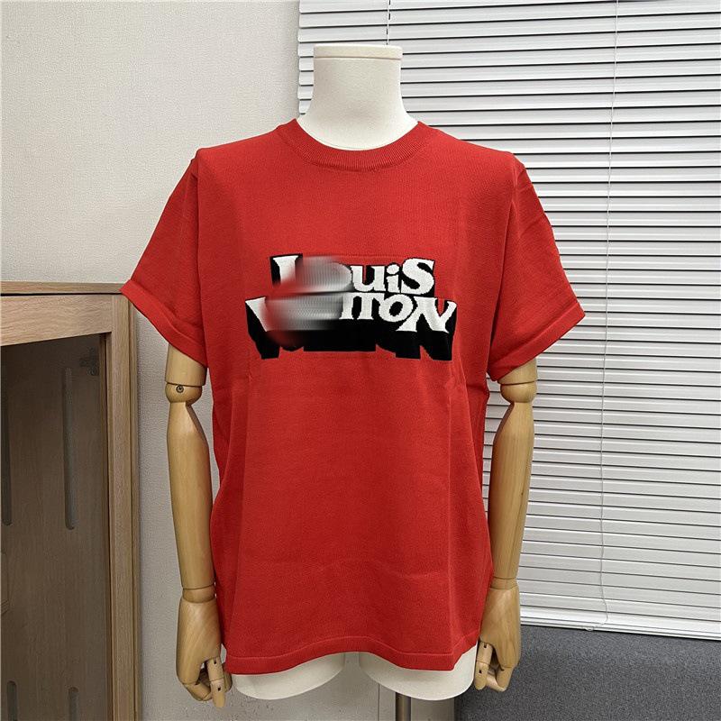 Έκδοση 2025 Άνοιξη/Καλοκαίρι Μοντέρνο Ζακάρ Λογότυπο Μάρκας Πλεκτό Unisex Κοντομάνικο