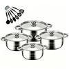 Stainless Steel Cookware Set 10-Piece Gold Handle Soup Pot Kit With Lids Modern Kitchenware Gas Electric Induction