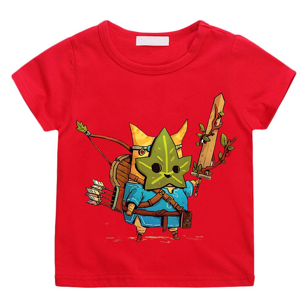 

Playful Korok Kids T-Shirt Summer Children s T-shirt Cute Cartoon Boy Girl Tops Fashion Casual Baby Anime Short Sleeve Clothing 150 червоний