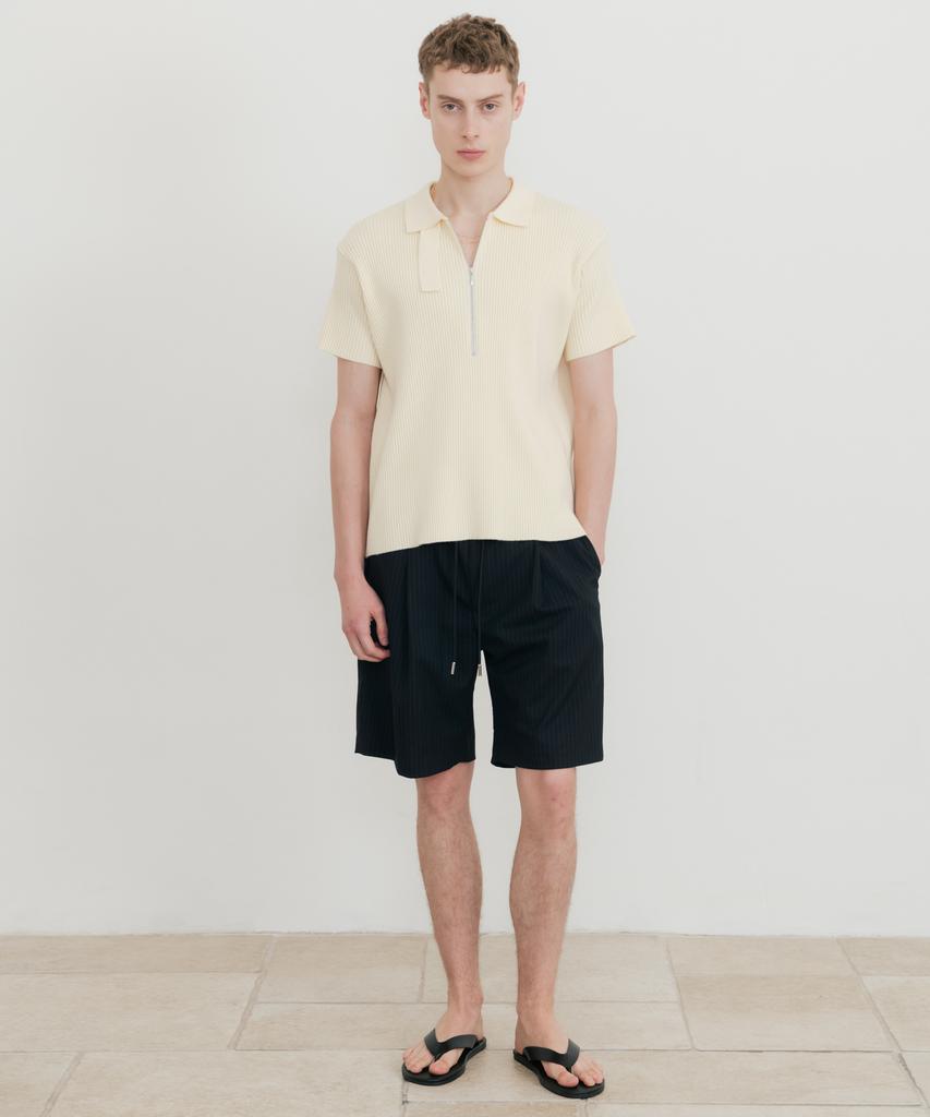 SSIN AND LEE Lounge Half Knit Polo Shirt Cream