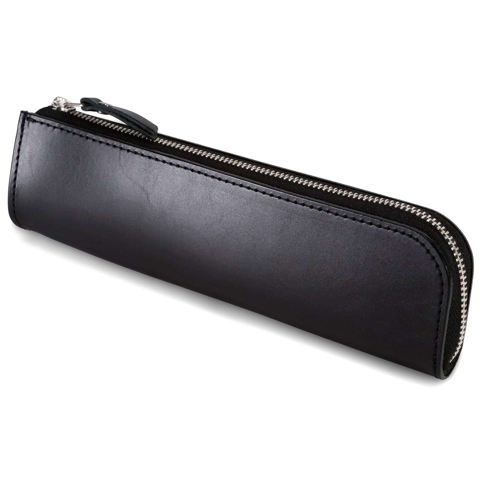 

rioboca Кожаный пенал из выделанной кожи Сделано в Японии Кожа Химедзи Простой Взрослый На молнии (черный) чёрный