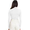 Yousheng Women Bottoming Tops Slim Fit Stacked Collar Long Sleeve Solid Color Pullover Shirt Elastic Jumper Daily Wear