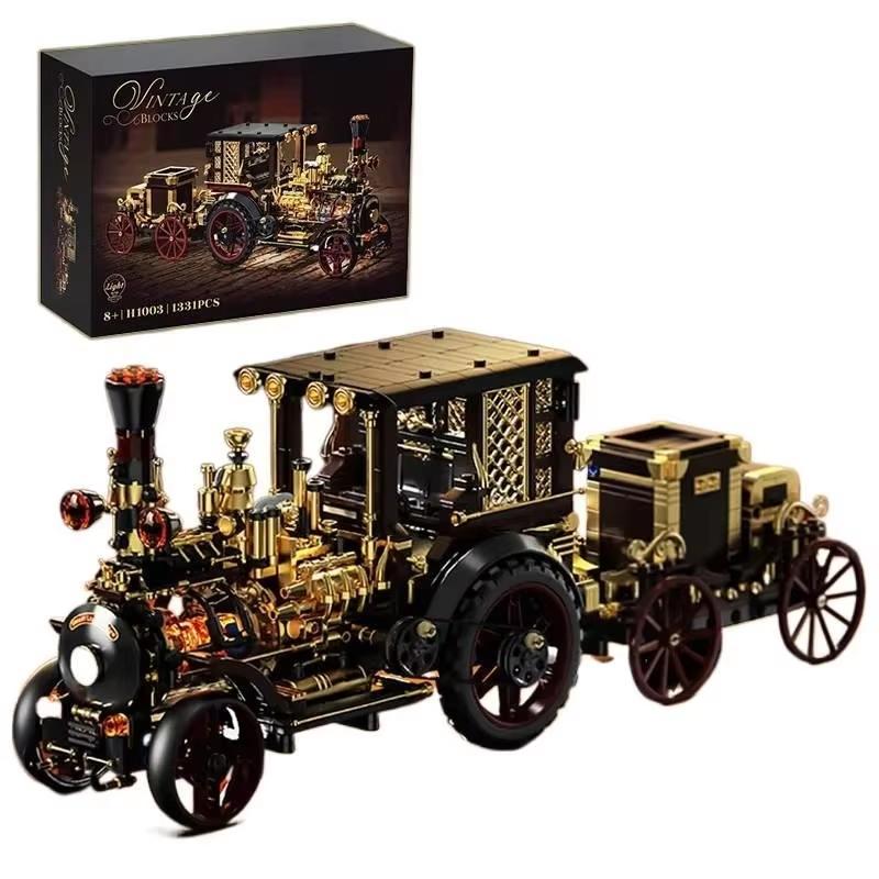 1331 Teile Retro Mechanisches Dampfauto Bausteine Set, Moc Klassisches Auto Bausatz, Supercar Spielzeugmodell, Autosammler Set Erwachsenen Geschenke