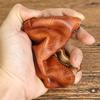Cowhide Coin Purse for Women, Lipstick, Toe Cover Layer, Cowhide, Vegetable Tanned Leather, Hand Wiped Color, Distressed and Wrinkled Coin Purse